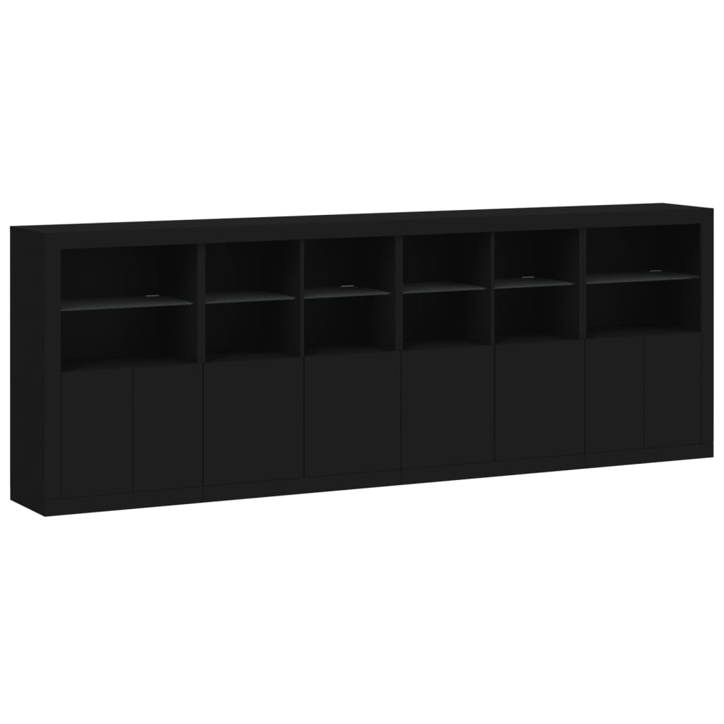 Sideboard mit LED-Leuchten Schwarz 283x37x100 cm