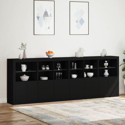 Sideboard mit LED-Leuchten Schwarz 283x37x100 cm