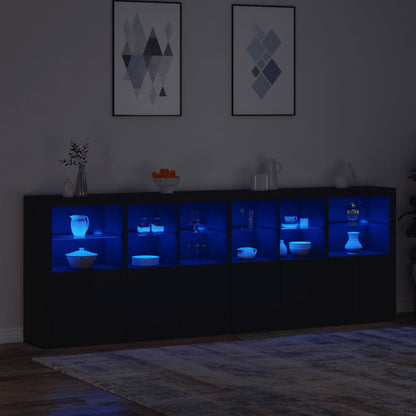 Sideboard mit LED-Leuchten Schwarz 283x37x100 cm