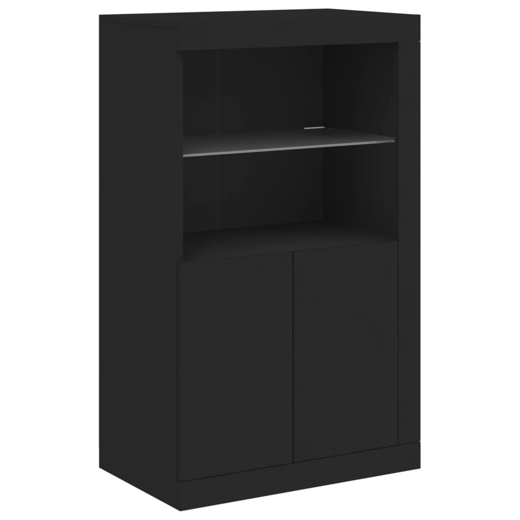 Sideboard mit LED-Leuchten Schwarz 283x37x100 cm