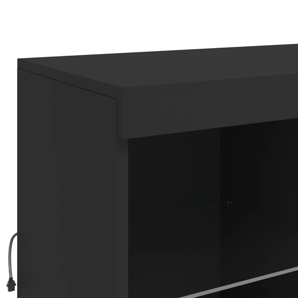 Sideboard mit LED-Leuchten Schwarz 283x37x100 cm