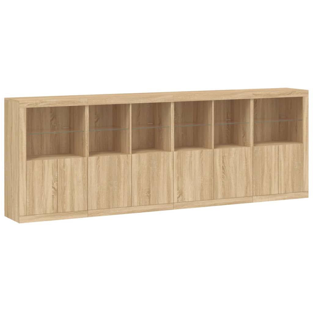 Sideboard mit LED-Leuchten Sonoma-Eiche 283x37x100 cm