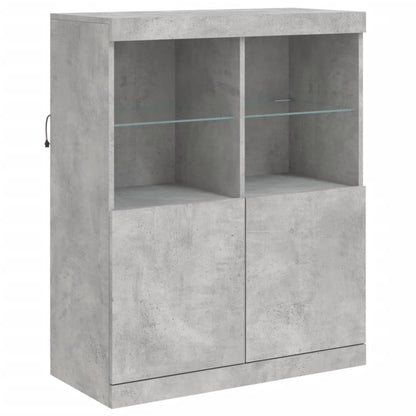 Sideboard mit LED-Leuchten Betongrau 283x37x100 cm