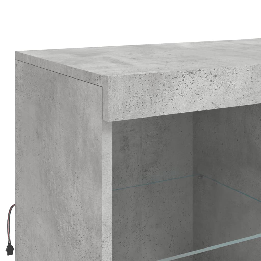 Sideboard mit LED-Leuchten Betongrau 283x37x100 cm