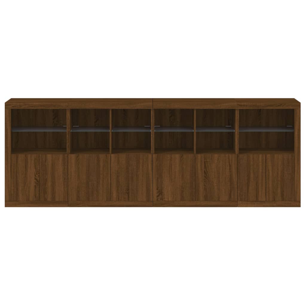 Sideboard mit LED-Leuchten Braun Eichen-Optik 283x37x100 cm