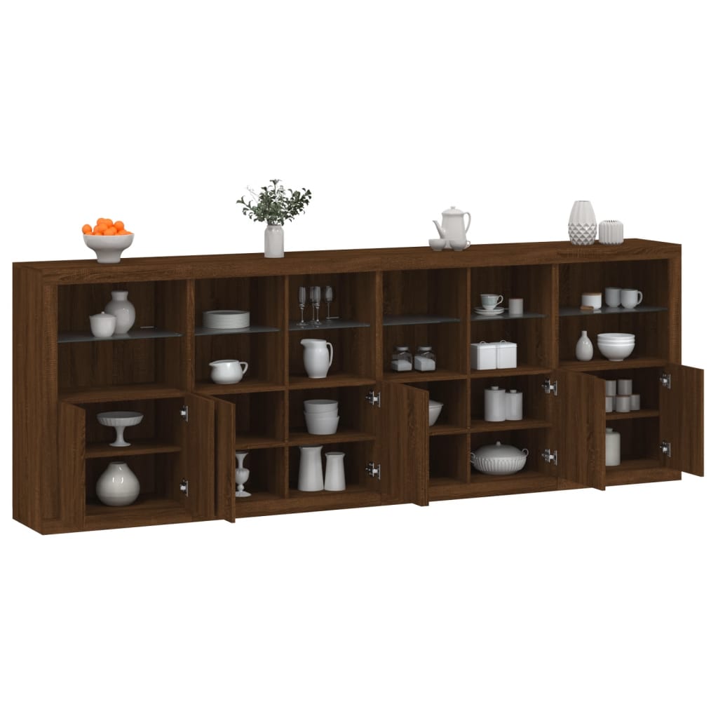 Sideboard mit LED-Leuchten Braun Eichen-Optik 283x37x100 cm