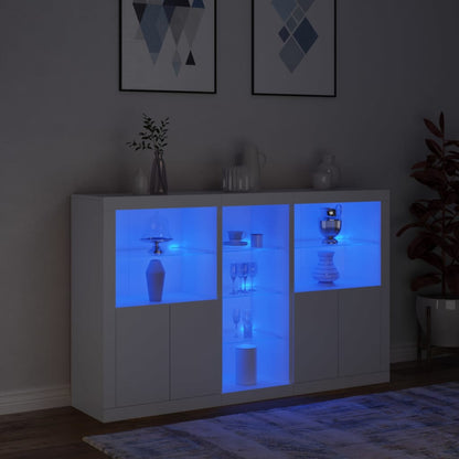 Sideboard mit LED-Leuchten Weiß 162x37x100 cm