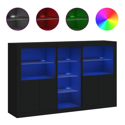 Sideboard mit LED-Leuchten Schwarz 162x37x100 cm