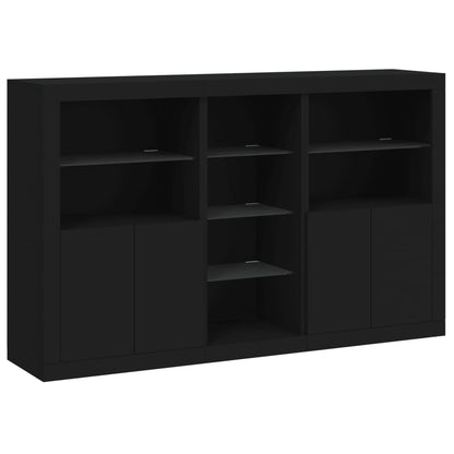 Sideboard mit LED-Leuchten Schwarz 162x37x100 cm