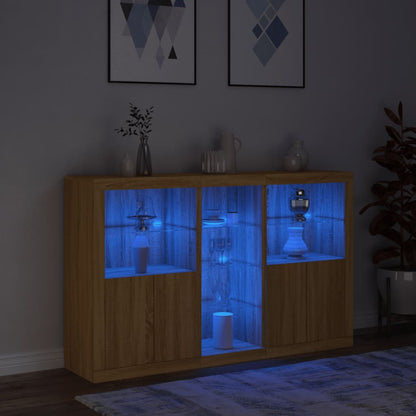 Sideboard mit LED-Leuchten Sonoma-Eiche 162x37x100 cm