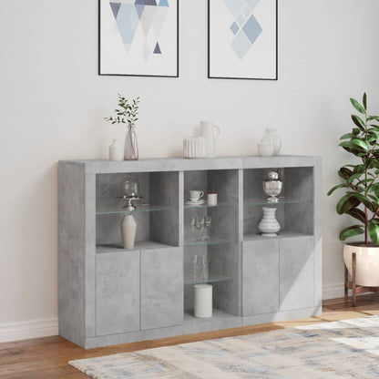 Sideboard mit LED-Leuchten Betongrau 162x37x100 cm