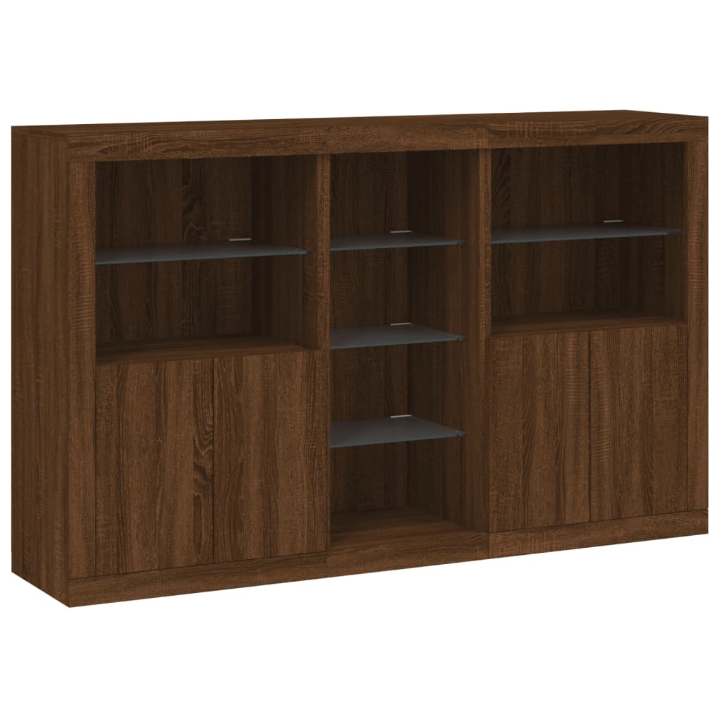 Sideboard mit LED-Leuchten Braun Eichen-Optik 162x37x100 cm