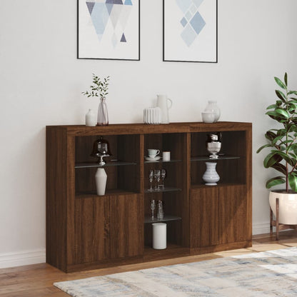 Sideboard mit LED-Leuchten Braun Eichen-Optik 162x37x100 cm