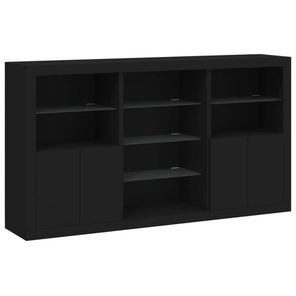 Sideboard mit LED-Leuchten Schwarz 181,5x37x100 cm