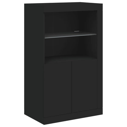 Sideboard mit LED-Leuchten Schwarz 181,5x37x100 cm