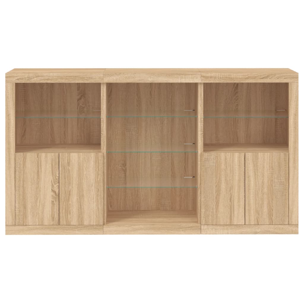 Sideboard mit LED-Leuchten Sonoma-Eiche 181,5x37x100 cm