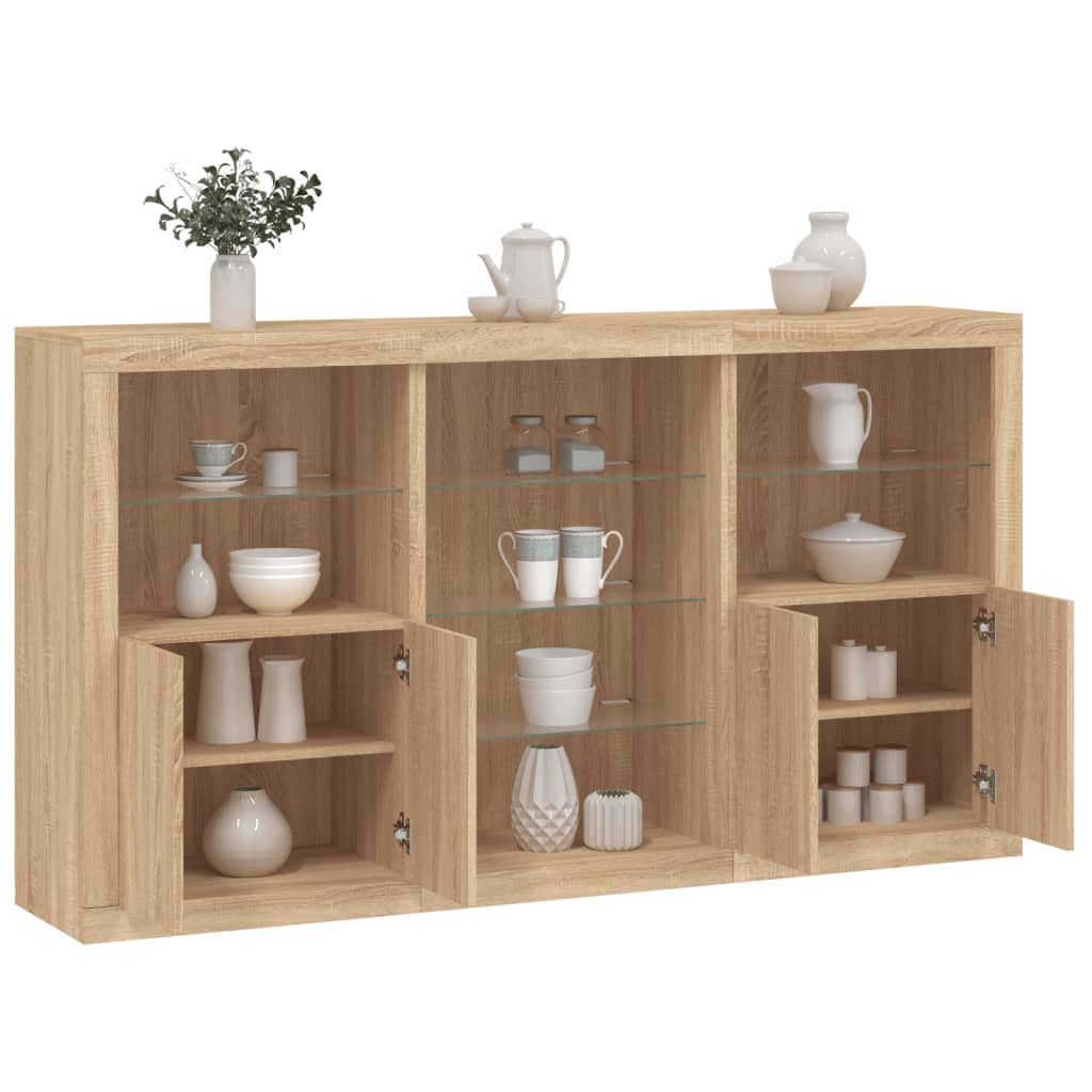 Sideboard mit LED-Leuchten Sonoma-Eiche 181,5x37x100 cm