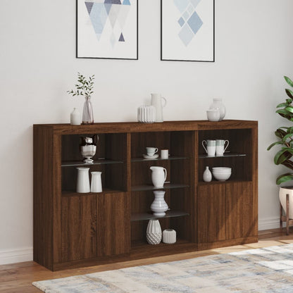 Sideboard mit LED-Leuchten Braun Eichen-Optik 181,5x37x100 cm