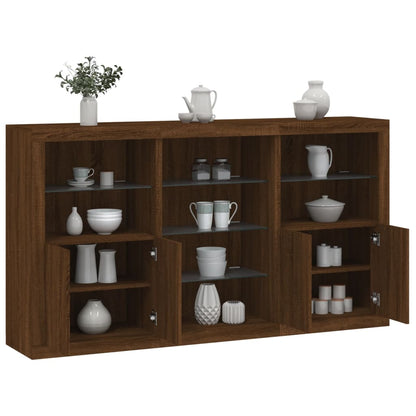 Sideboard mit LED-Leuchten Braun Eichen-Optik 181,5x37x100 cm