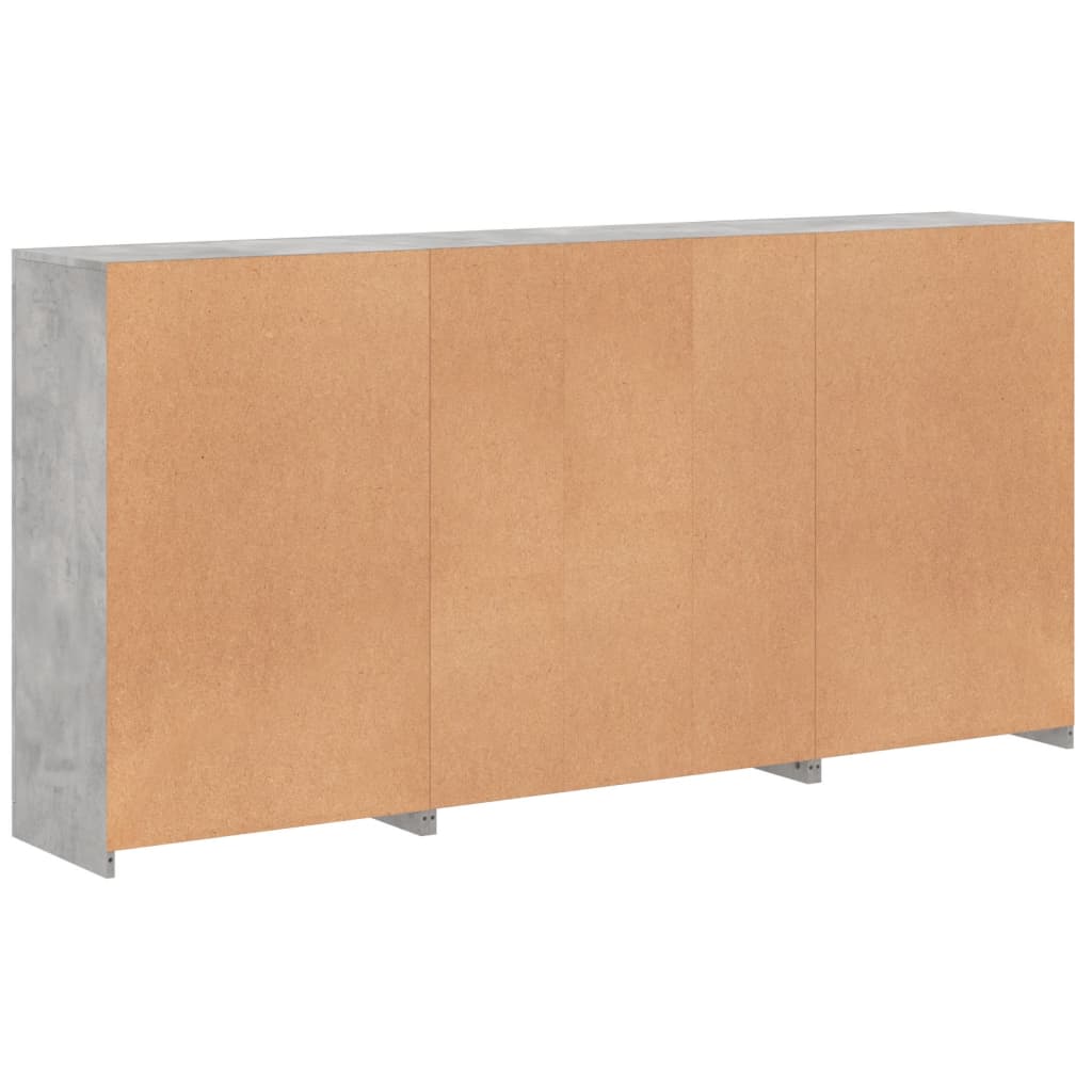 Sideboard mit LED-Leuchten Betongrau 202x37x100 cm