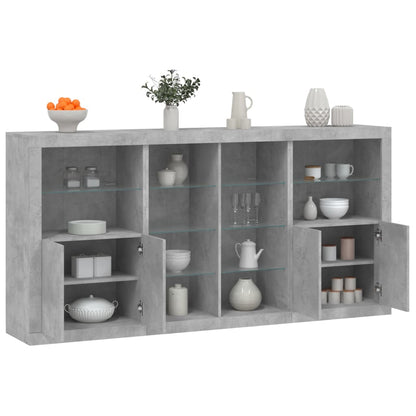 Sideboard mit LED-Leuchten Betongrau 202x37x100 cm