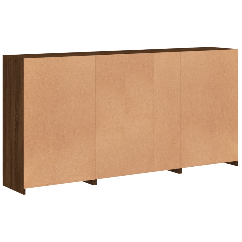 Sideboard mit LED-Leuchten Braun Eichen-Optik 202x37x100 cm