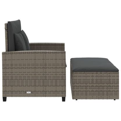 Gartensofa 2-Sitzer mit Kissen Grau Poly Rattan