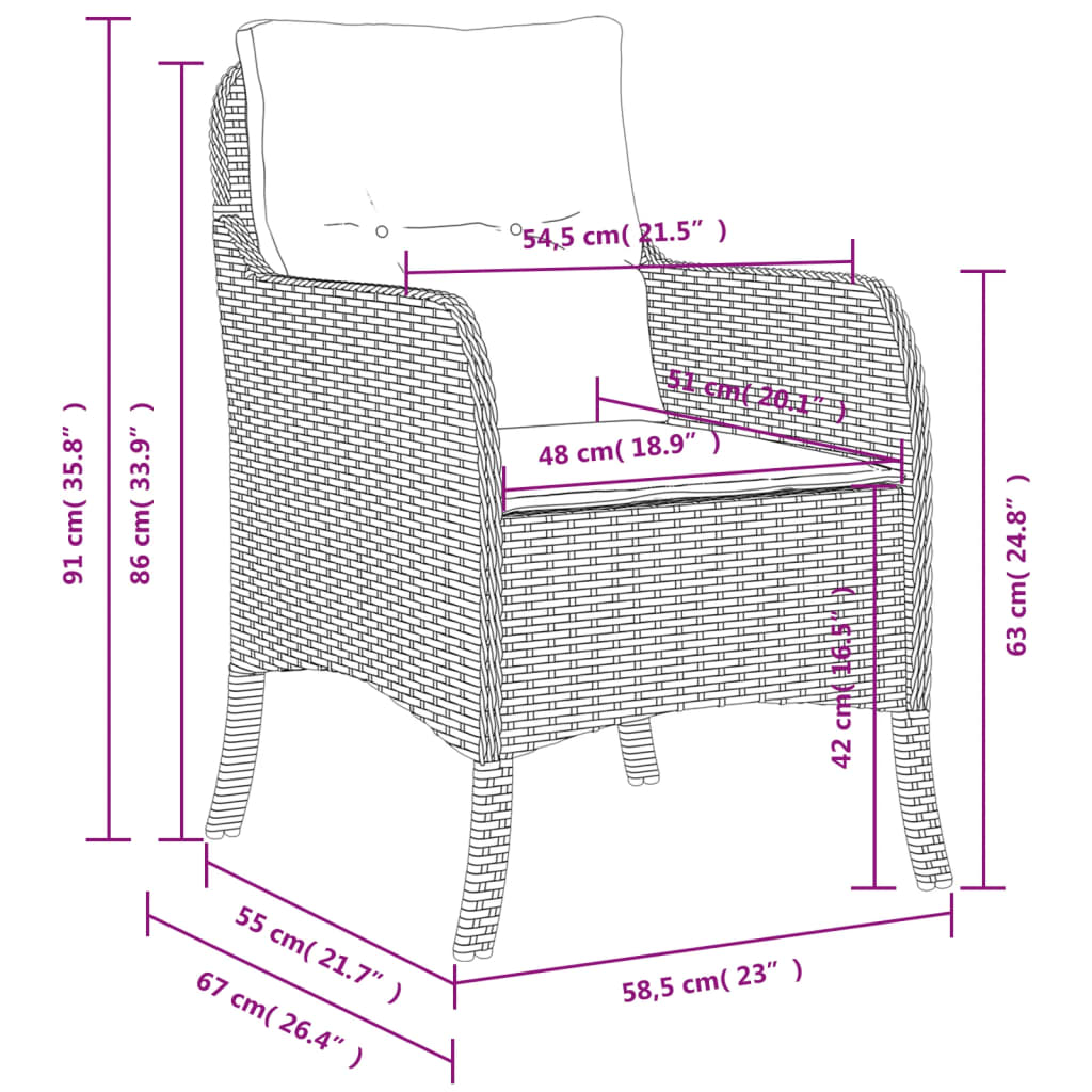 Gartenstühle mit Kissen 2 Stk. Beige Poly Rattan