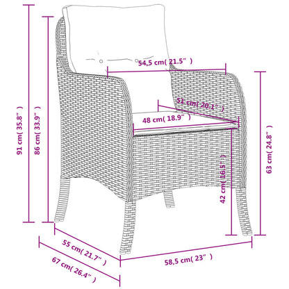 Gartenstühle mit Kissen 2 Stk. Beigemischung Poly Rattan