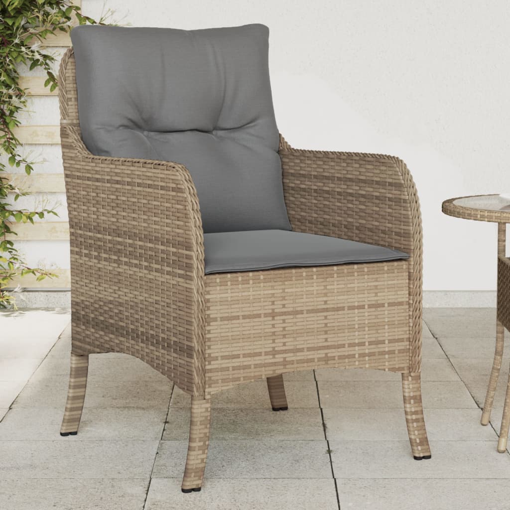 Gartenstühle mit Kissen 2 Stk. Beigemischung Poly Rattan