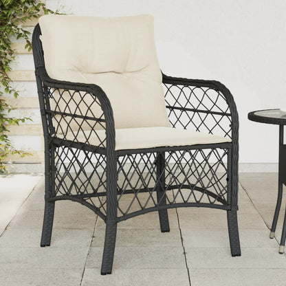 Gartenstühle mit Kissen 2 Stk. Schwarz Poly Rattan