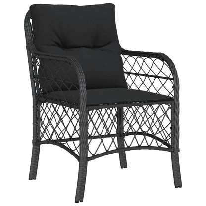 Gartenstühle mit Kissen 2 Stk. Schwarz Poly Rattan