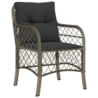 Gartenstühle mit Kissen 2 Stk. Grau Poly Rattan