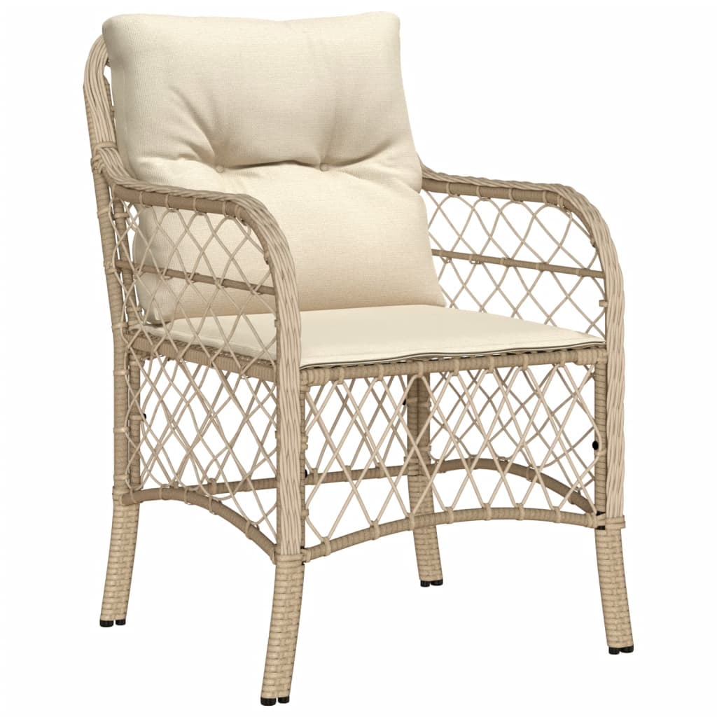 Gartenstühle mit Kissen 2 Stk. Beige Poly Rattan