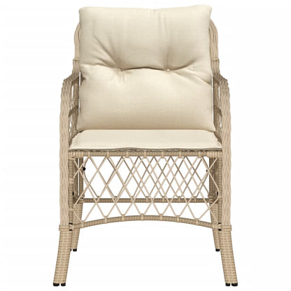 Gartenstühle mit Kissen 2 Stk. Beige Poly Rattan