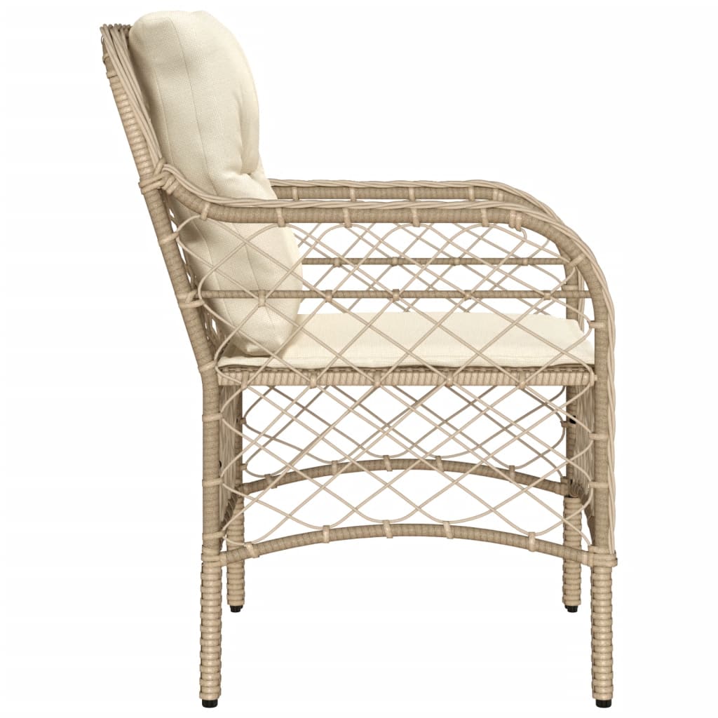 Gartenstühle mit Kissen 2 Stk. Beige Poly Rattan