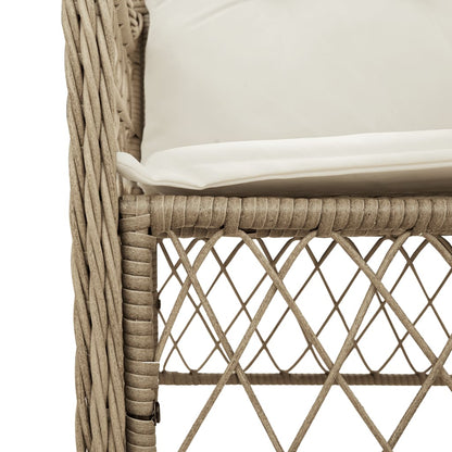 Gartenstühle mit Kissen 2 Stk. Beige Poly Rattan