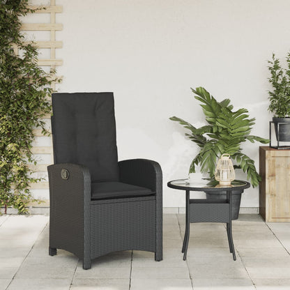 Gartensessel Verstellbar mit Kissen Schwarz Poly Rattan