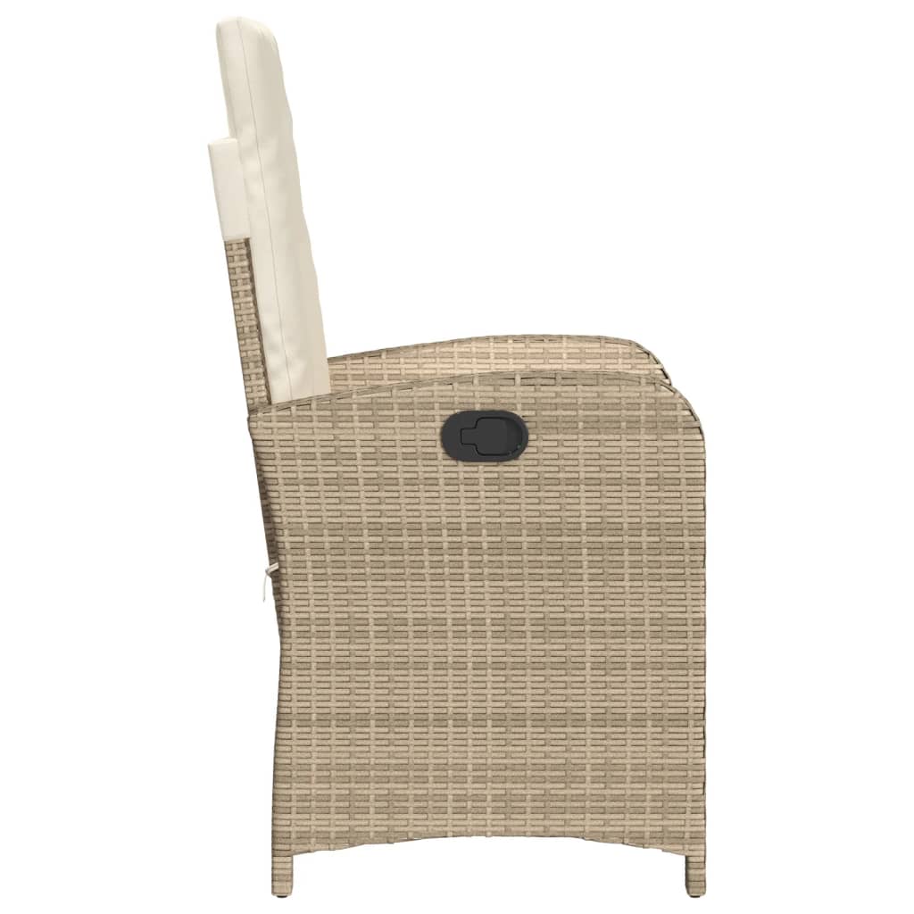 Gartensessel mit Kissen Verstellbar Beige Poly Rattan