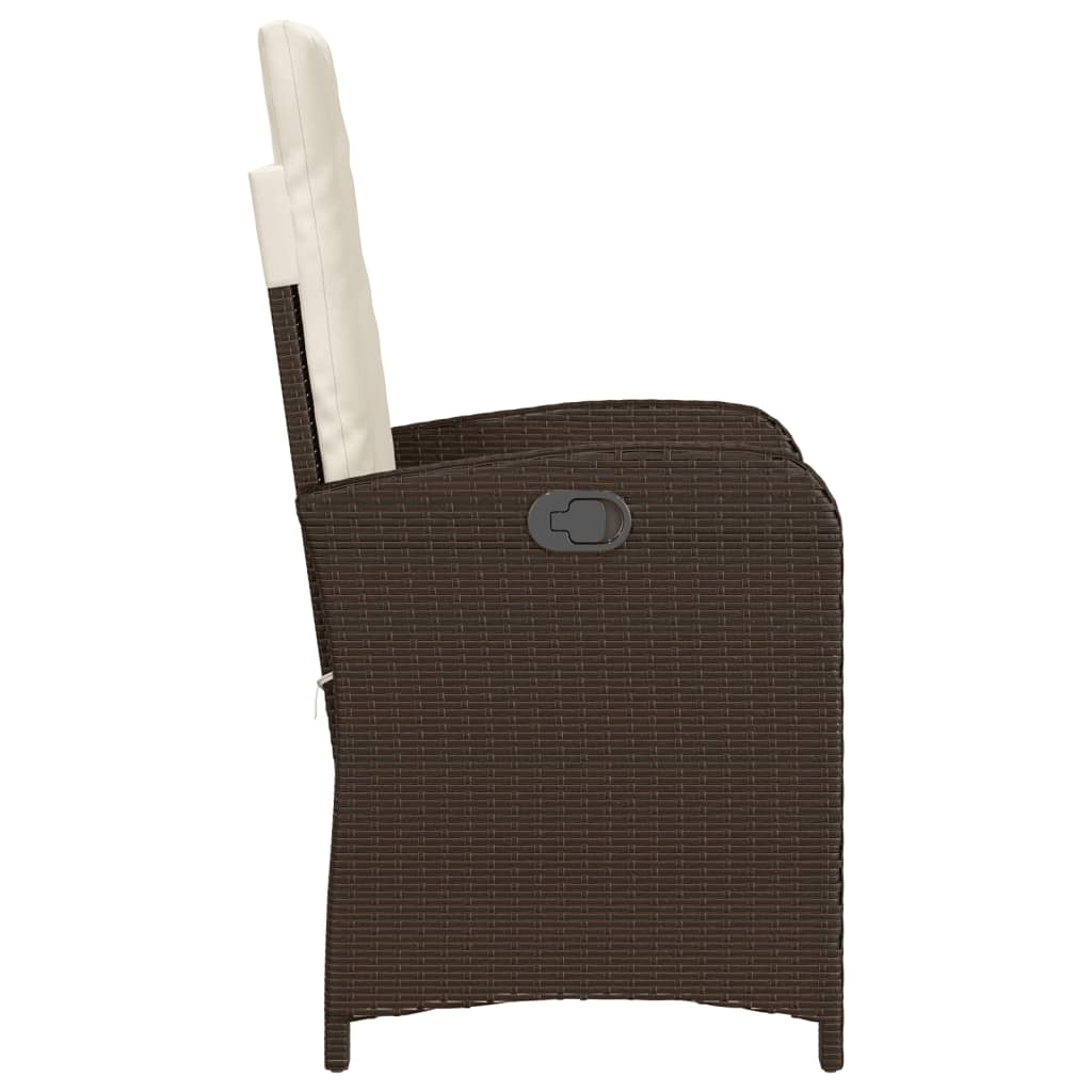 Gartensessel mit Kissen 2 Stk. Verstellbar Braun Poly Rattan