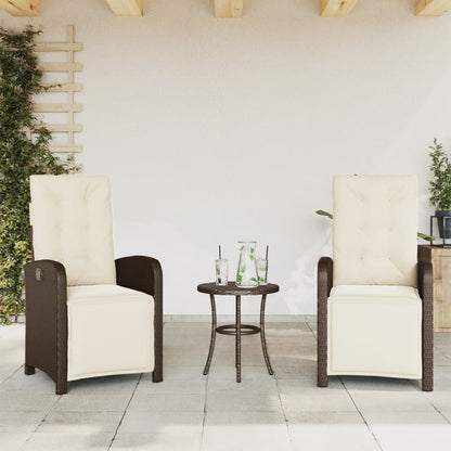 Gartensessel mit Fußteil 2 Stk. Verstellbar Braun Poly Rattan