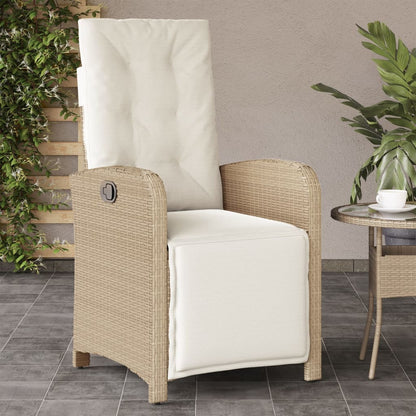 Gartensessel mit Fußteil 2 Stk. Verstellbar Beige Poly Rattan