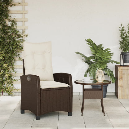 Gartensessel Verstellbar mit Kissen Braun Poly Rattan