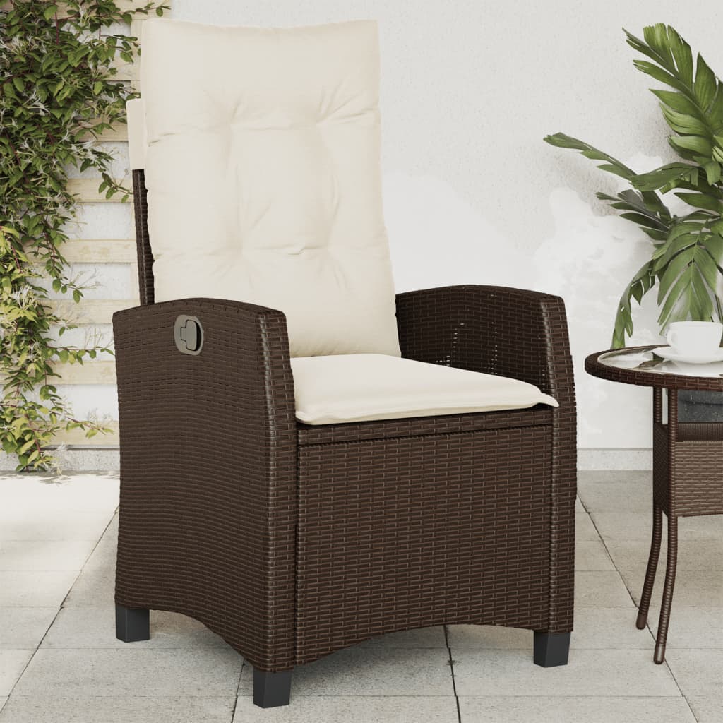 Gartensessel mit Kissen 2 Stk. Verstellbar Braun Poly Rattan