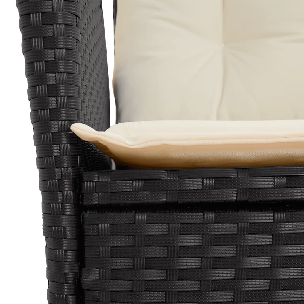 Gartensessel mit Kissen 2 Stk. Verstellbar Schwarz Poly Rattan