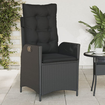 Gartensessel mit Kissen 2 Stk. Verstellbar Schwarz Poly Rattan