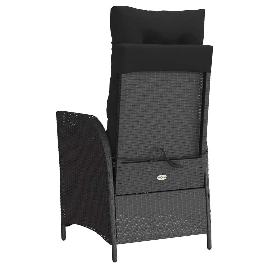 Gartensessel mit Kissen 2 Stk. Verstellbar Schwarz Poly Rattan