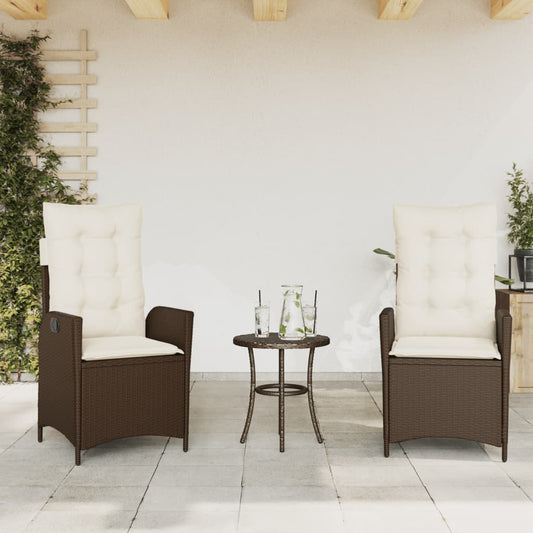 Gartensessel mit Kissen 2 Stk. Verstellbar Braun Poly Rattan