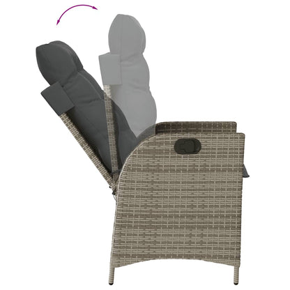 Gartensessel mit Kissen 2 Stk. Verstellbar Grau Poly Rattan