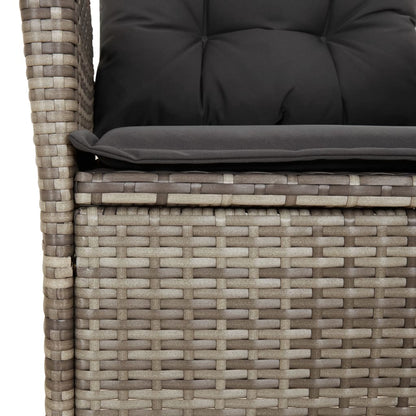 Gartensessel mit Kissen 2 Stk. Verstellbar Grau Poly Rattan